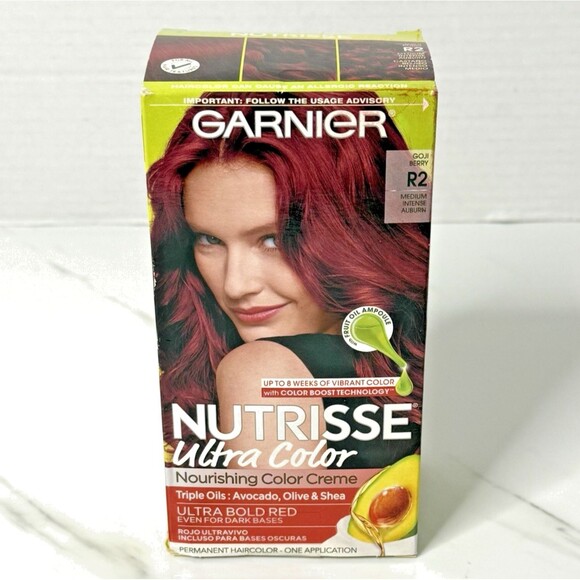 Garnier Nutrisse Ultra Color Goji Berry R2 Medium Intense Auburn Hair Color New! - Picture 1 of 8